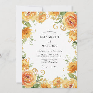 Invitation Mariage Rose Fardée Jaune Miel