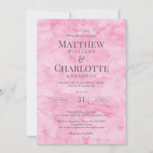 Invitation Mariage rose Fleur Élégant Classique