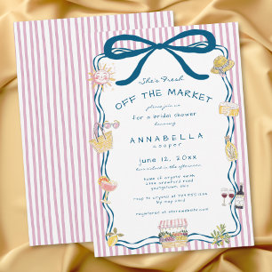 Invitation Mariage rose fraîchement sorti du marché dessiné à