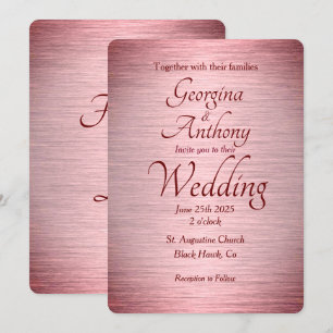 Invitation Mariage rose Gold Burgundy Ombre rose