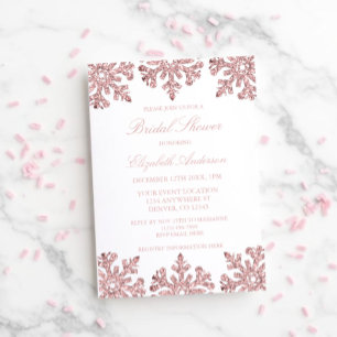 Invitation Mariage rose gold flocon de neige hiver Fête de ma