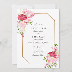 Invitation Mariage Rose  Gold Frame