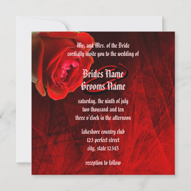 Invitation Mariage Rose gothique (Devant)
