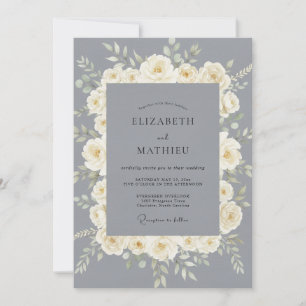 Invitation Mariage Rose Grise Crémeuse