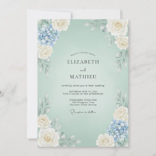 Invitation Mariage Rose Hydrangea Mousse de Mer