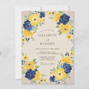 Invitation Mariage Rose Indigo Jaune
