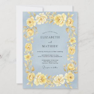 Invitation Mariage Rose Jaune Bleuet