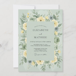 Invitation Mariage Rose Jaune Céladon