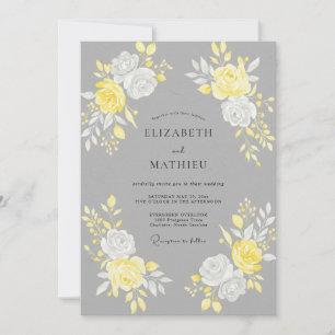 Invitation Mariage Rose Jaune Charbon