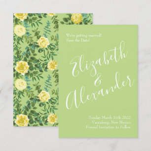 Invitation Mariage Rose jaune clair et vert pâle Date de sauv