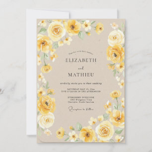 Invitation Mariage Rose Jaune de Miel