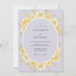Invitation Mariage Rose Lilas Doré