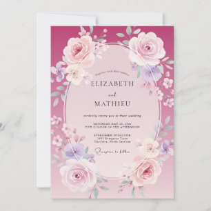 Invitation Mariage Rose Lilas Magenta
