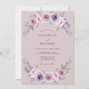 Invitation Mariage Rose Lilas Mauve