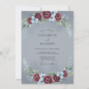 Invitation Mariage Rose Marron Ardoise