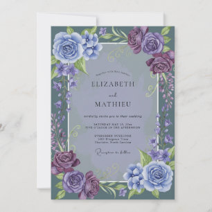 Invitation Mariage Rose Mauve Pervenche