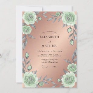 Invitation Mariage Rose Menthe Cuivre