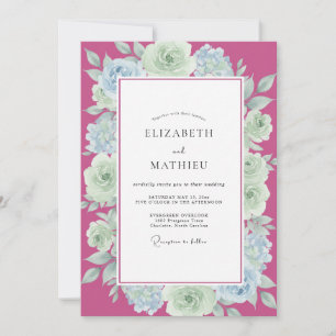 Invitation Mariage Rose Menthe Magenta