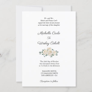 Invitation Mariage Rose minimaliste blanc et vert