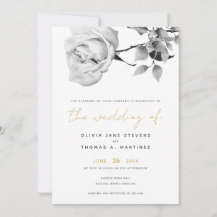 Invitation Mariage Rose moderne Black White Gold tiré à la ma