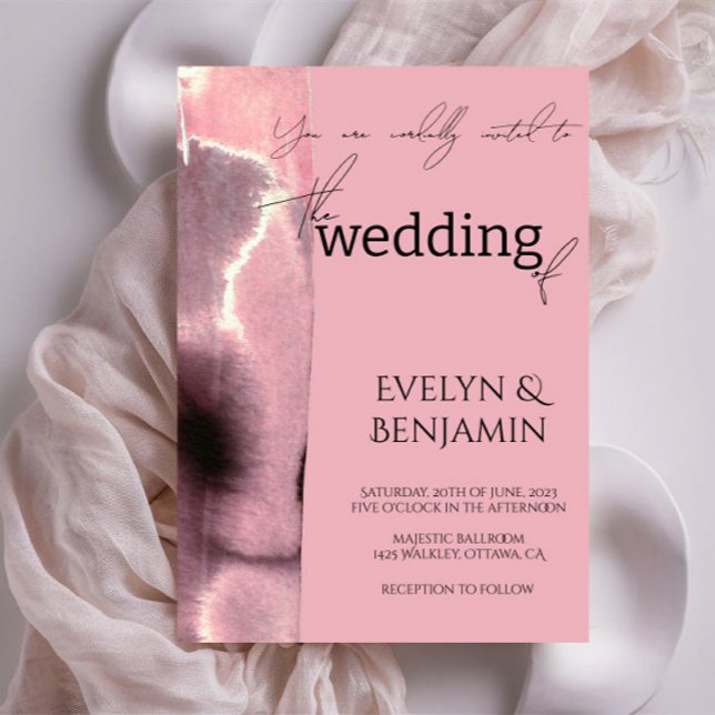 Invitation Mariage Rose moderne, minimaliste, simple et pouss (Créateur téléchargé)