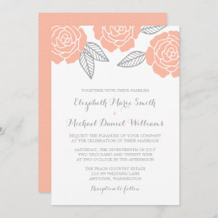 Invitation Mariage Rose moderne Peach et Grey