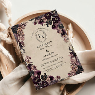 Invitation Mariage Rose Moody Plum