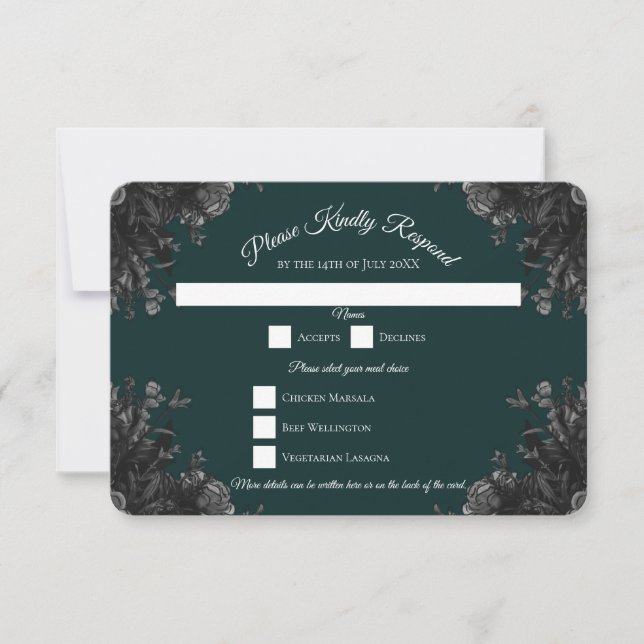 Invitation Mariage Rose noir noir vert foncé (Devant)