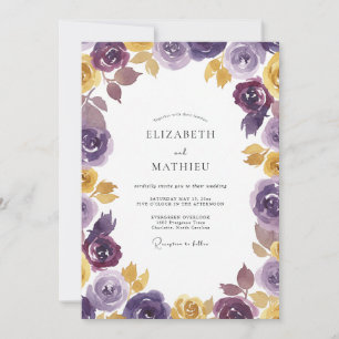 Invitation Mariage Rose Ocre Prune