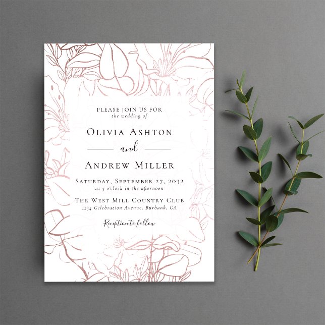 Invitation Mariage rose or Floral (Créateur téléchargé)