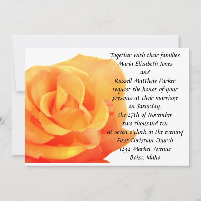 Invitation Mariage Rose orange (Devant)