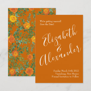 Invitation Mariage Rose Orange & Rust Fall Peony Date de sauv