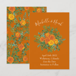 Invitation Mariage Rose Orange & Rust Fall Peony Date de sauv