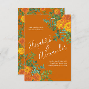 Invitation Mariage Rose Orange Rust Fall Peony Date de sauveg
