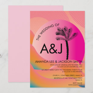 Invitation Mariage Rose Orange Tropical Sunrise Bold