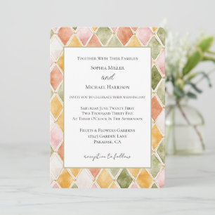 Invitation Mariage Rose Orange Vert Jaune Rosé Rose