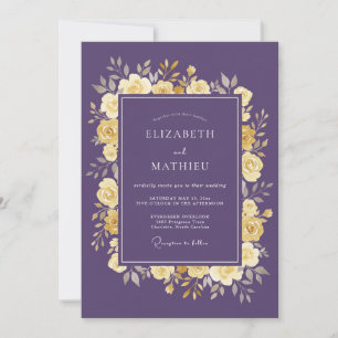 Invitation Mariage Rose Ornée de Prune