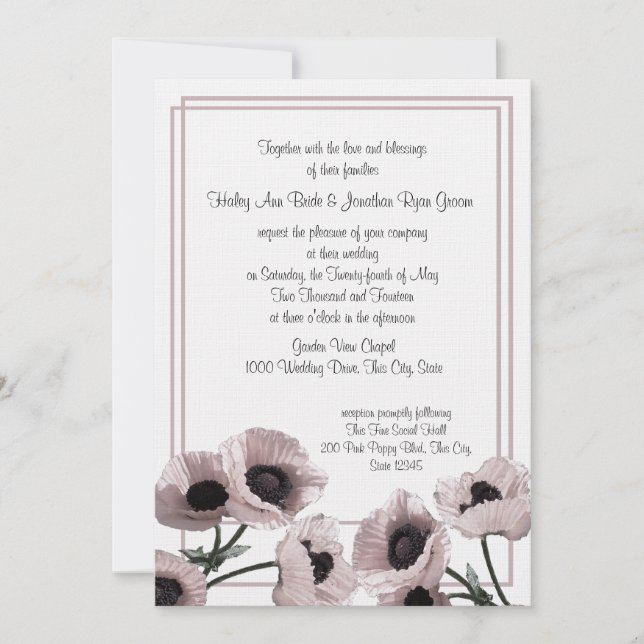 Invitation Mariage rose pâle (Devant)