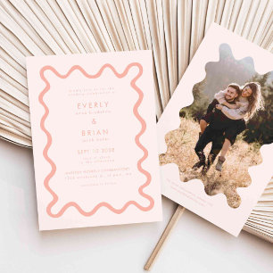 Invitation Mariage rose pâle à main glissé