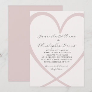 Invitation Mariage rose pâle du coeur moderne