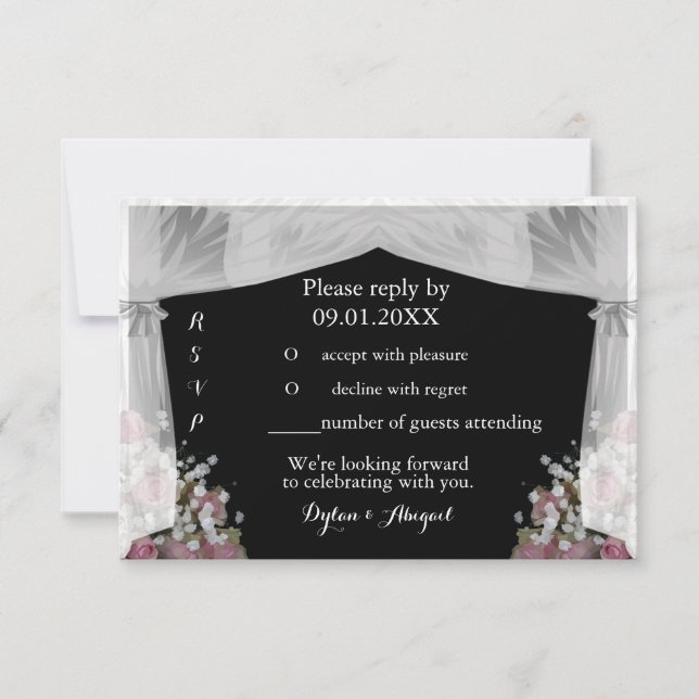 Invitation Mariage rose pâle et gris poussiéreux RSVP Invitat (Devant)