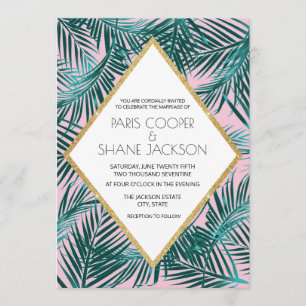 Invitation Mariage rose Palm Deco