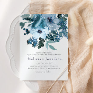 Invitation Mariage Rose Pastel Blue Watercolor