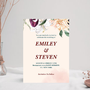 Invitation Mariage rose pastel moderne et chic