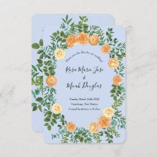 Invitation Mariage Rose Peach Light Blue Peony Date de sauveg