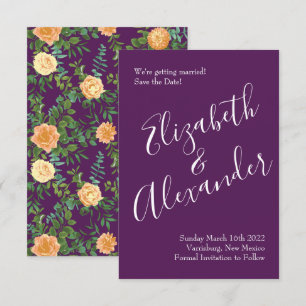 Invitation Mariage Rose Peach Plum Purple Peony Date de sauve