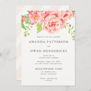 Invitation Mariage Rose Peach Watercolor