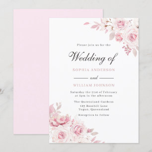 Invitation Mariage Rose Peint Pure Blush Elegant