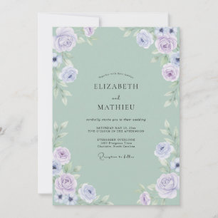 Invitation Mariage Rose Pervenche Céladon