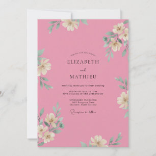 Invitation Mariage Rose Pétale Brillante